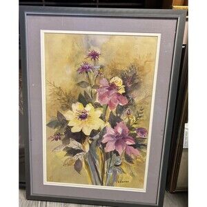 Water Color  Painting Of  Floral Bouquet By H. Kleiman  20x27